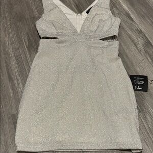 Lulu's Sparkling Silver Mini Dress